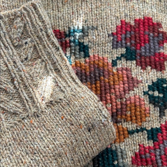 Laura Ashley Floral Knit Sweater - Tan and Plaid Pants Set - Picture 3 of 8